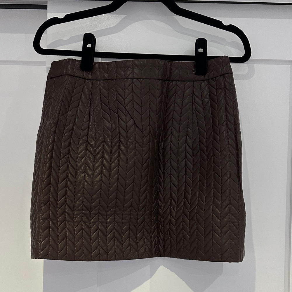 Commense Quilted Brown Pencil Skirt